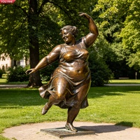 Sculpture de femme corpulente dansante en bronze grandeur nature YOUFINE pour la décoration de jardins et de parcs modernes