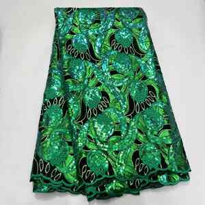 Precio tela de encaje suizo gasa Suiza africana la industria buen precio tela de encaje de ganchillo de algodón pluma con tela de encaje de lentejuelas - Product Image 4