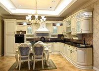 Meubles de cuisine sur mesure de style victorien, forme sculptée européenne, classiques, intemporels, sculptés à la main, QD-K14, armoire en bois massif