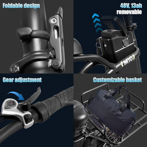 Vélo électrique pliable sans balais 500W 48V 13AH 7 vitesses avec cadre en alliage d'aluminium et freins à disque hydrauliques - Product Image 4