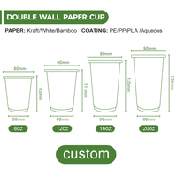 Gobelets Double Paroi en Papier Kraft Bambou Haute Qualité 8 oz 12 oz Personnalisés avec Logo pour Boissons Chaudes Thé Café à Emporter et Couvercles