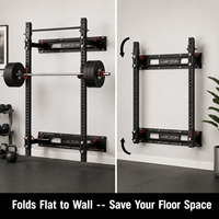 Rack de Squat Mural Pliable Multifonctionnel, Machine Smith, Cage de Musculation, Équipement d'Entraînement de Force pour la Maison