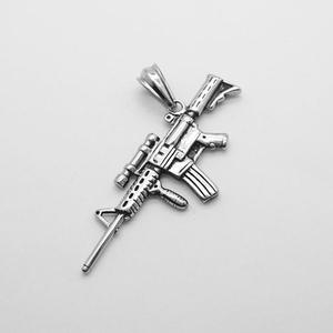 Collier pendentif Hip Hop Punk Combatant Sniper, étanche en acier inoxydable 316 plaqué or 18K PVD, bijoux de mode pour hommes et femmes - Product Image 5