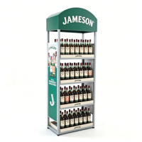 Présentoir à spiritueux sur mesure, support de bouteilles de vin autoportant pour supermarché, personnalisation du logo et de l'illustration