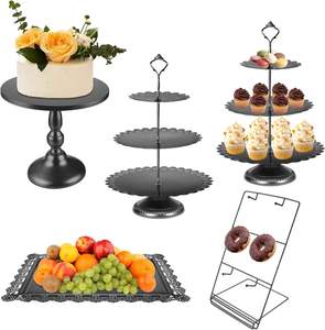 Soporte de pastel de metal fuerte y elegante Base estable con superficie lisa Perfecto para exhibir pasteles Cupcakes y postres en eventos - Product Image 1