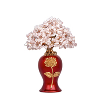 Pink crystal large money tree gemstone tree braided money tree