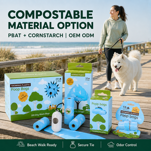Bolsas Compostables para Recoger Desechos de Mascotas, PBAT PLA, Marca Privada de Fábrica, Estándar, Planas, Fáciles de Abrir, Venta al Por Mayor, Embalaje OEM - Product Image 1
