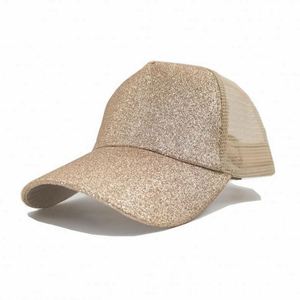 Casquette de baseball en maille pour femme, haute qualité, avec ouverture pour queue de cheval, rose brillant, vente en gros - Product Image 4