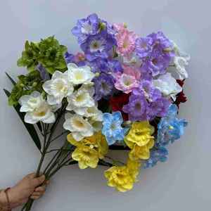 Branche de fleur de jonquille artificielle à 9 têtes faite à la main narcisse simulé à longue tige pour la décoration de la salle de Pâques de remise des diplômes de mariage - Product Image 2