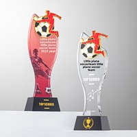Trophée en cristal personnalisable Série Sportive : Basketball, Football, Tennis de table, Badminton, Baseball, Volleyball, Natation, Marathon, Saut