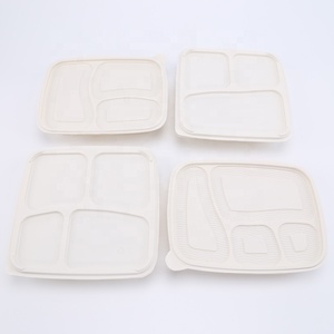 Fiambrera Biodegradable desechable de maíz, caja de almuerzo con tapa para restaurante - Product Image 3