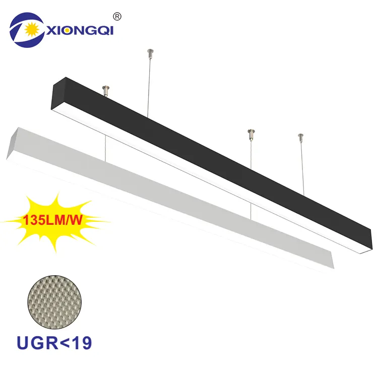 Lampu gantung Linear Led 40 Watt, lampu gantung Linear tersembunyi permukaan gudang pasar kantor aluminium dapat diredupkan