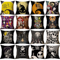 Housses de coussin personnalisées 45x45cm en tissu peau de pêche pour canapé, motifs Halloween, pour hôpital, maison, hôtel, avec design de personnage de dessin animé