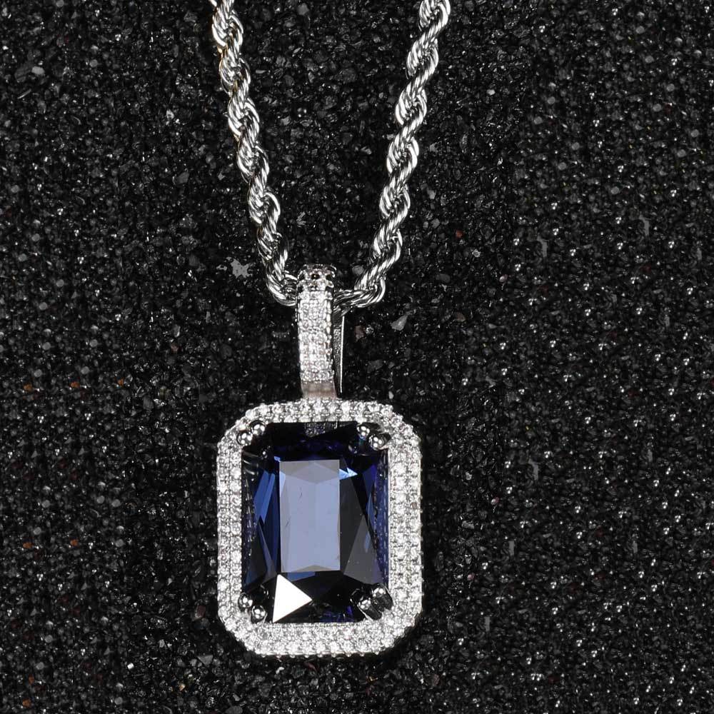 Silver Dark Blue Sapphire-Pt163