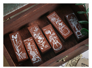 Tampon décoratif en bois avec la beauté plantes en caoutchouc fleurs Idéal pour les revues de scrapbooking exclusivité transfrontalière - Product Image 6