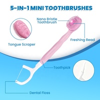 Mini brosse à dents 5 en 1 à nano-brins pour le voyage avec dentifrice intégré et perle rafraîchissante à la menthe – Fabricant de brosses à dents en marque blanche