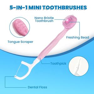 Mini <span class=keywords><strong>brosse</strong></span> à dents 5 en 1 à nano-brins pour le voyage avec dentifrice intégré et perle rafraîchissante à la menthe – Fabricant de brosses à dents en marque blanche - Product Image 2