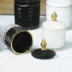 Vente en gros 10 oz, bocaux de bougie noirs de luxe Unique, récipients en verre avec couvercle pour la fabrication de bougies