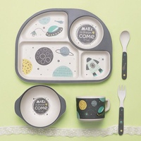 Assiettes en mélamine pour bébé de 8,5 pouces, personnalisées, écologiques, en fibre de bambou, avec compartiments, logo personnalisé, design de dessin animé, vente en gros, pour enfants