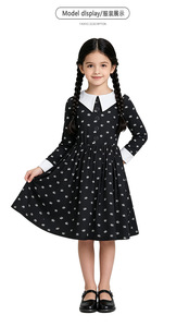Nuevo Disfraz de Halloween de Wednesday <span class=keywords><strong>Addams</strong></span>, Vestido Negro Gótico y Aterrador para Niñas Grandes, Trajes de Actuación para Niños, Venta al por Mayor - Product Image 2