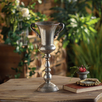Vase Trompette en Métal Argenté Style Vintage 2026 – Décoration Florale de Centre de Table de Mariage, Idéal comme Pot de Fleurs Élégant
