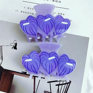 Pinzas de Pelo con Diseño Floral en Forma de Corazón, Acetato, 10 cm, Agarre Grande, Lindas, para Uso Diario, Alta Calidad - Product Image 4