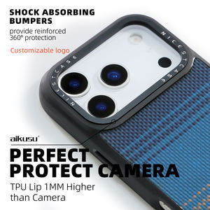 Étui de téléphone en fibre d'aramide Kevlar bleu Aikusu pour iPhone 13 14 15 16 17 pro max - Product Image 3