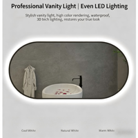 Espejo LED de Cuerpo Entero Personalizado |   Espejo de Baño Ovalado/de Pista de Carreras para Montar en la Pared, para Barberías, Salones y Decoración de Muebles de Belleza