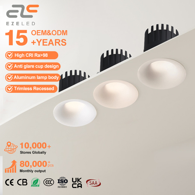 Wholesale Trimless Recessed LED Spotlight Modern Minimalist 3000K-6000K Tunable Aluminum LED Downlight for Home Showroom