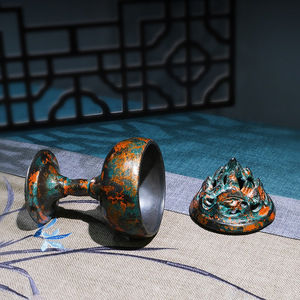 Copper Art Workshop Sandalwood Incense Burner Hand Made Metal Chinese Style Tea Room <b>Ornament</b> Religious Use - Product Image 2
