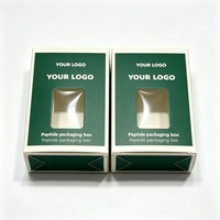 Boîte en papier écologique vert forêt pour emballage cosmétique de peptides avec fenêtre transparente, logo personnalisé, boîte pliable à rabat