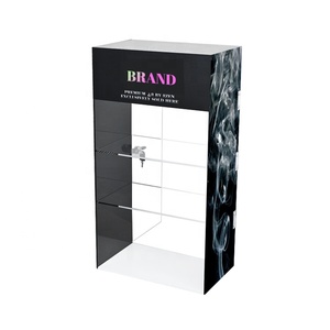 Support d'affichage de fumée en acrylique verrouillable APEX avec serrure en métal anti-effraction, étagères de comptoir à 3 niveaux pour les magasins de détail, noir classique - Product Image 5