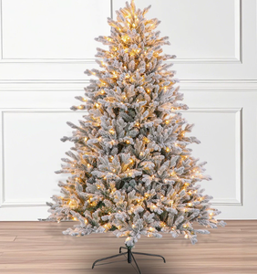 Décorations de Noël 2027, arbre de Noël artificiel en PE PVC blanc floqué, simulation réaliste, avec base de support pour les célébrations de Noël - Product Image 5