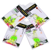 Hameçons doubles en acier au carbone pour appâts vivants, hameçons de jigging à dérive lente, haute résistance à la traction, pour la pêche en bateau en mer et en eau salée, 2 paires
