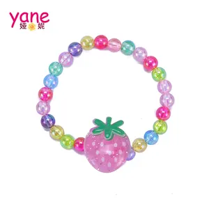 Cute baby girls plastic beaded bracelets with multi charms ready to ship kids jewelry