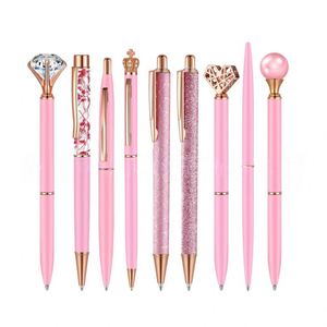Ensemble de 9 stylos à bille en métal avec cristaux et diamants, stylos fantaisie mignons et élégants, cadeaux pour femmes et filles, anniversaire - Product Image 1
