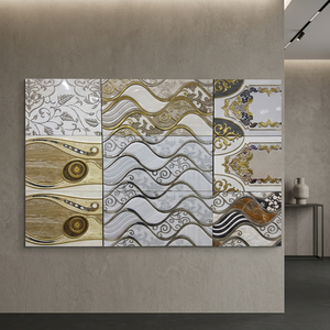 Lujosas baldosas decorativas de cerámica esmaltada dorada y plateada de 30x60cm, de tercera cocción, calidad de exportación para decoración del hogar. - Product Image 2