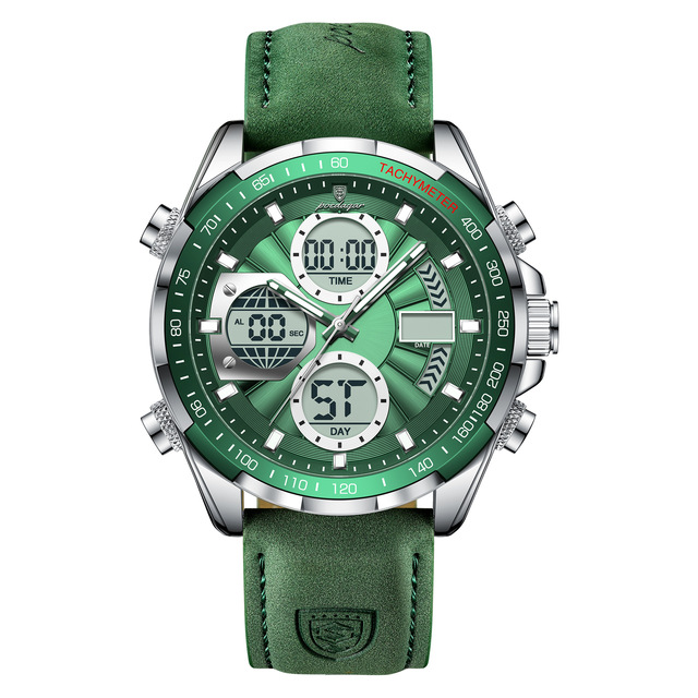 Poedagar PE108 Men's Quartz Watch  Dual Display Chronograph with Tachymeter Waterproof Wristwatch for Sports & Daily Wear