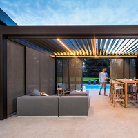 Auvent de luxe pour l'extérieur, auvent de terrasse, auvent imperméable, gazebo électrique, pergola bioclimatique à lames orientables en aluminium