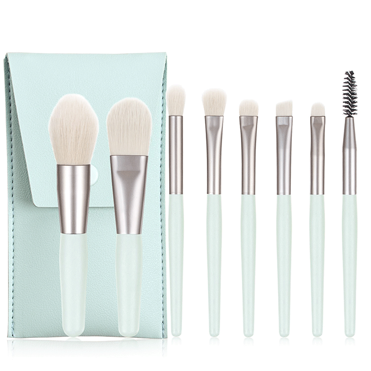 hot sale 8pcs foam natural custom private label red pink blue mini travel angle packaging mini travel portable makeup brush