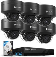 Système de caméra de sécurité IP 4COVR 5MP avec disque dur 2 To, 6x caméras dôme extérieures 5MP IK10 PoE, détection AI des personnes et des véhicules, kit NVR 8 canaux