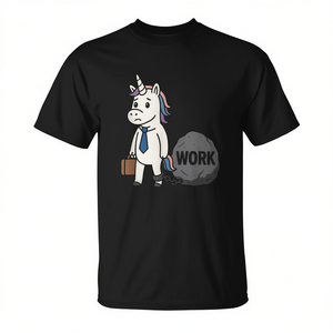 Camiseta unisex para adultos con estampado digital de unicornio atado a una roca, humor de oficina, burnout, manga corta, cuello redondo - Product Image 2