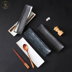 Retro Japanese Ceramic Tableware 12inch Underglaze Painted Rectangular <b>Plate</b> for Sushi Sashimi <b>Plates</b> - Product Image 3