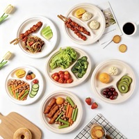Barquette alimentaire biodégradable en amidon de maïs, plateau de service de qualité alimentaire pour pique-nique extérieur, assiette hygiénique