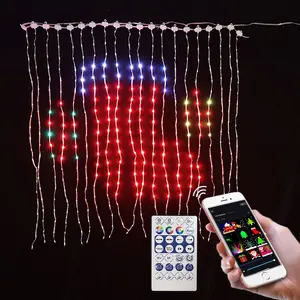 Tirai lampu Led cerdas 2x2M 400L, aplikasi Surplife dapat diprogram & sinkronisasi musik berubah warna DIY