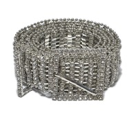 2021 Bán Buôn Châu Âu Thời Trang Phụ Nữ Vành Đai Pha Lê Bling Bling Rhinestone Fancy Vàng Kim Cương Vành Đai Cổ Phiếu