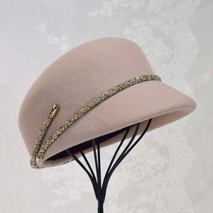 Outdoor Casual Lady Fashion Baseball <b>Hat</b> Decoration Women Equestrian Cap 100% Wool Felt <b>Hat</b> - Product Image 3