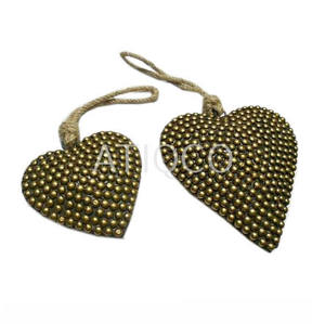 Perles de verre dorées affectueuses suspendues décoration murale coeur ornements d'art mural pour la maison pour les décorations de fête - Product Image 5