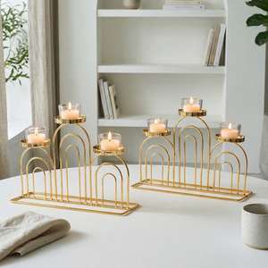 Iron <b>Candle</b> Holders Set Gold Metal <b>Arch</b> Design For Home Decoration Wedding Birthday Dinner Table Centerpiece - Product Image 1