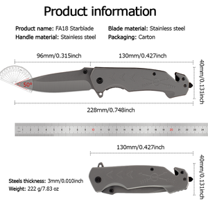 Cuchillo Plegable Multifuncional de Acero Inoxidable Marca HK FB083, Mango de Aluminio, Supervivencia, Camping, Bricolaje, OEM - Product Image 5